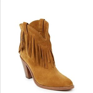 Saint Laurent “Curtis” Fringe Suede  Booties